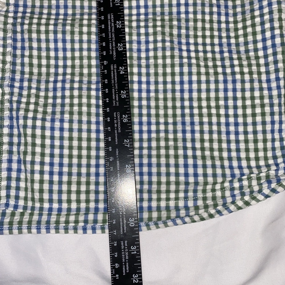 LL Bean Seersucker Plaid (Green, Blue) Organic XL Shirt (Bundle 2) - Picture 8 of 13